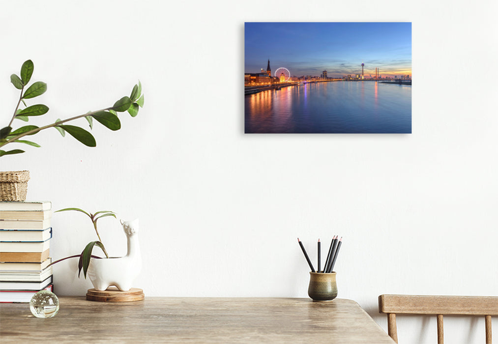 Premium textile canvas Premium textile canvas 120 cm x 80 cm landscape Düsseldorf skyline 