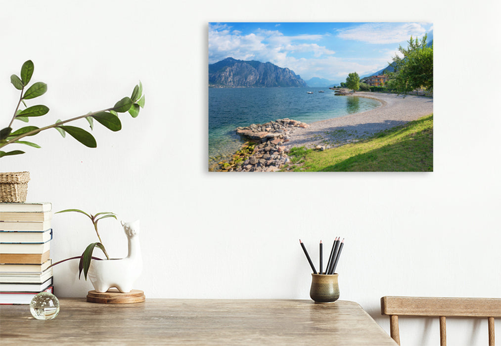 Premium textile canvas Premium textile canvas 120 cm x 80 cm across Lakeside Malcesine 