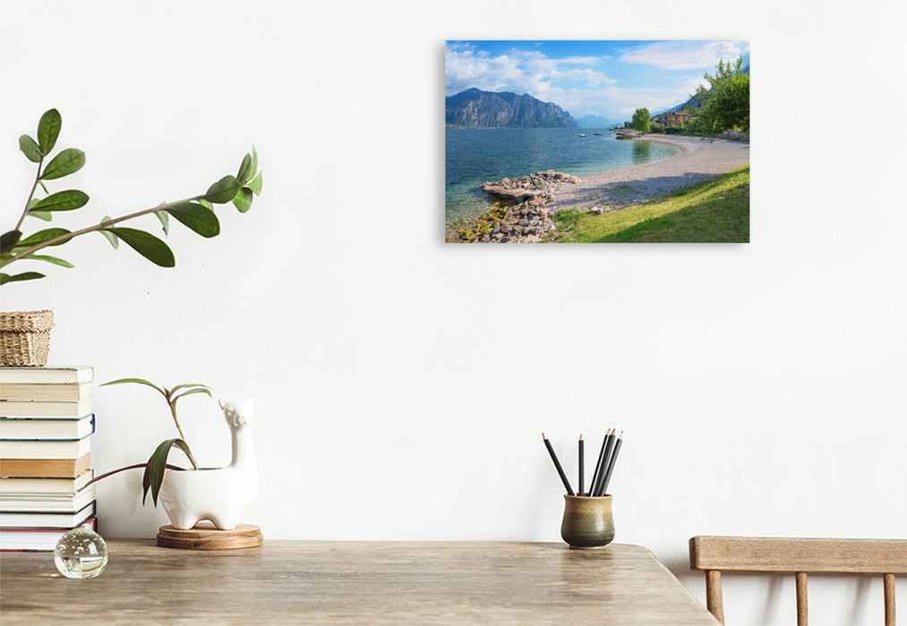 Premium textile canvas Premium textile canvas 120 cm x 80 cm across Lakeside Malcesine 