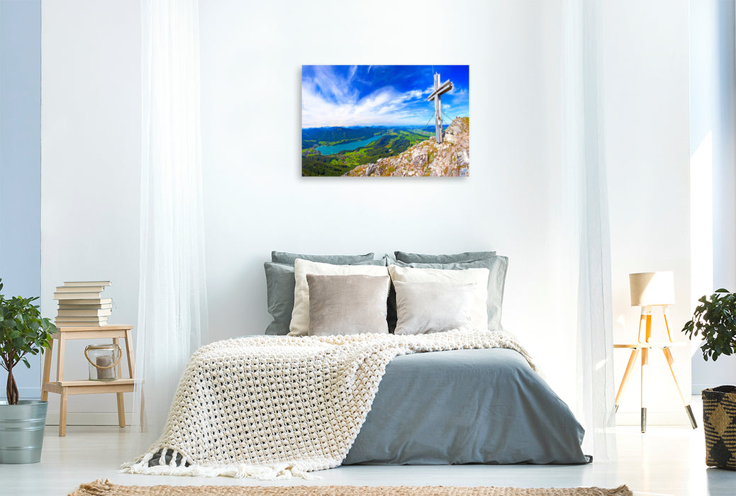 Premium textile canvas Premium textile canvas 120 cm x 80 cm across A motif from the calendar Around Lake Fuschl 