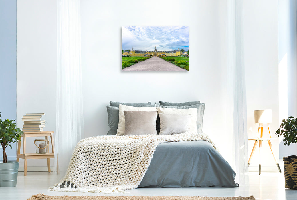 Premium textile canvas Premium textile canvas 120 cm x 80 cm landscape The castle in Karlsruhe 