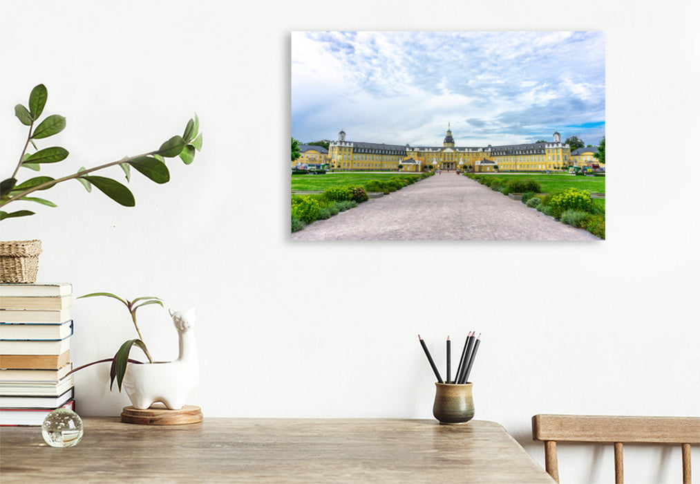 Premium textile canvas Premium textile canvas 120 cm x 80 cm landscape The castle in Karlsruhe 