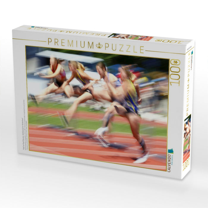 Kopf an Kopf-Rennen: Wettkampf im Hürdenlauf - CALVENDO Foto-Puzzle'