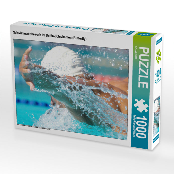Schwimmwettbewerb im Delfin-Schwimmen (Butterfly) 1000 Teile Puzzle quer - CALVENDO Foto-Puzzle'