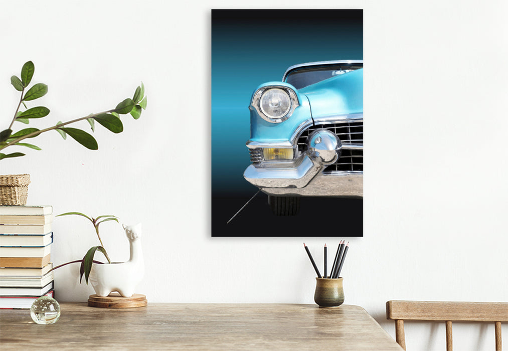 Premium textile canvas Premium textile canvas 80 cm x 120 cm high motif Series 62 1955 from the calendar Fascination US Classics 1955 to 1967 by Beate Gube Radiator grille of a classic automobile vintage car 