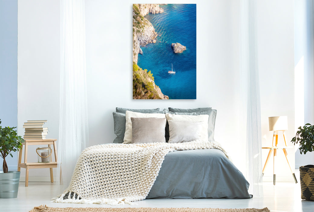 Premium Textil-Leinwand Premium Textil-Leinwand 80 cm x 120 cm  hoch Bucht von Faraglione auf Capri, Italien