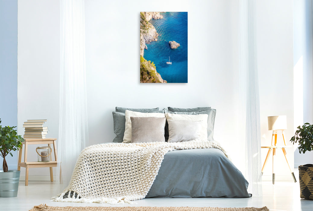 Premium textile canvas Premium textile canvas 80 cm x 120 cm high Bay of Faraglione on Capri, Italy 