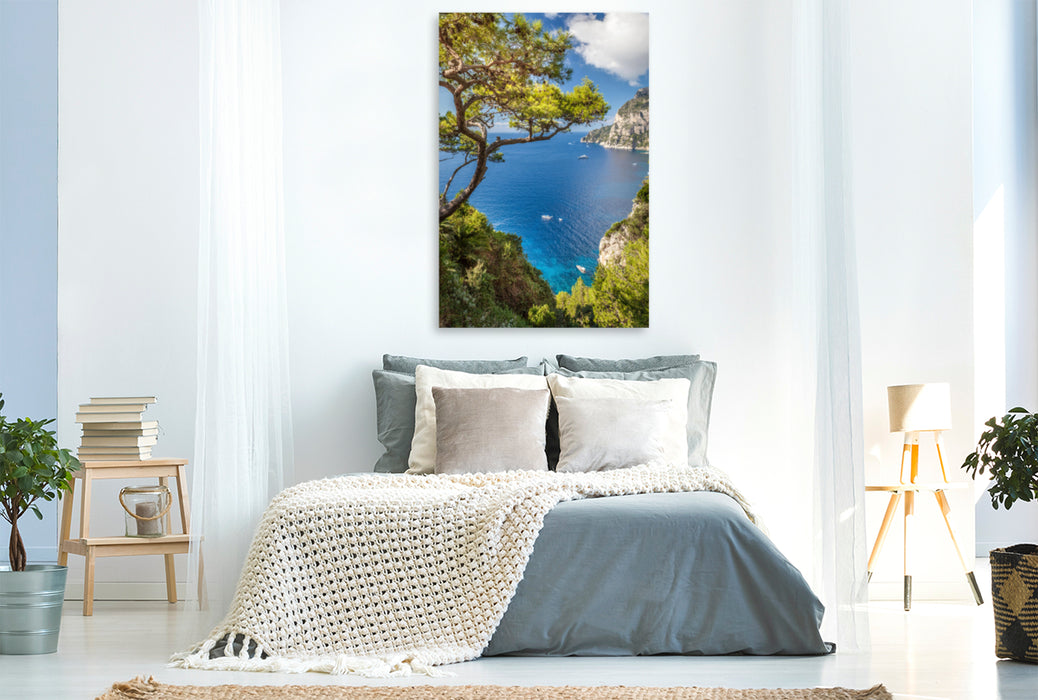 Premium textile canvas Premium textile canvas 80 cm x 120 cm high View of Punta de Masullo on Capri 