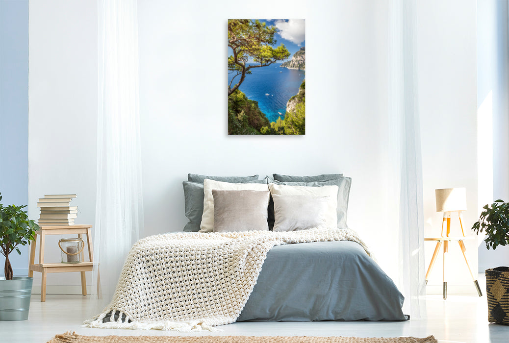 Premium textile canvas Premium textile canvas 80 cm x 120 cm high View of Punta de Masullo on Capri 
