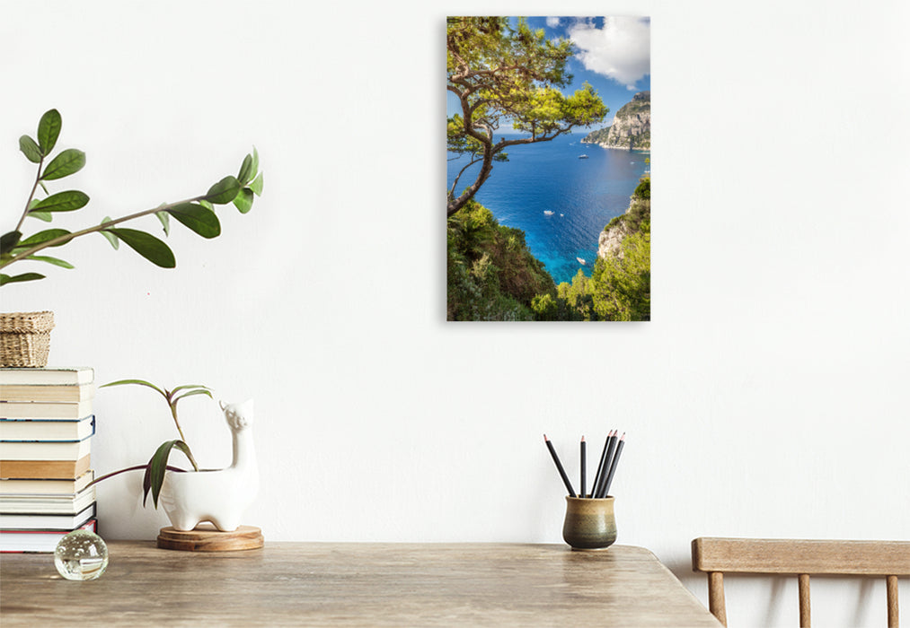 Premium textile canvas Premium textile canvas 80 cm x 120 cm high View of Punta de Masullo on Capri 