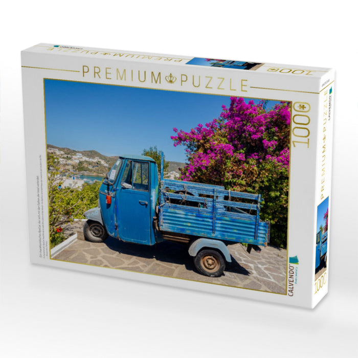Ein charakteristisches ApeCar, der sich mit den Farben der Insel verbindet. - CALVENDO Foto-Puzzle'