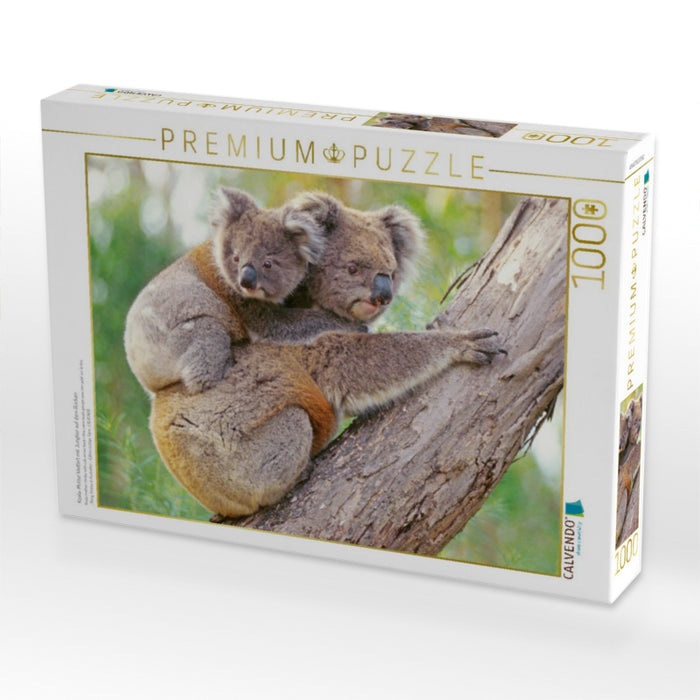 Koala-Mutter klettert mit Jungtier auf dem Rücken - CALVENDO Foto-Puzzle'