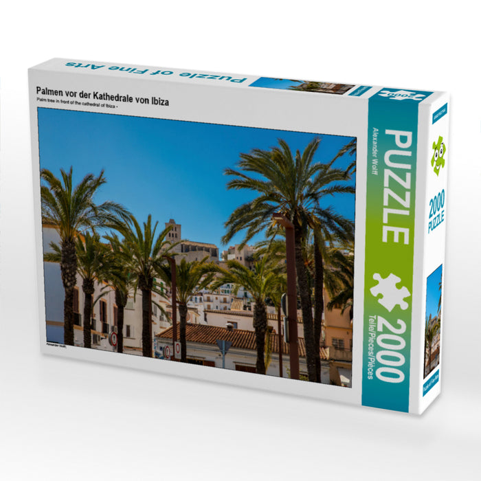 Palmen vor der Kathedrale von Ibiza 2000 Teile Puzzle quer - CALVENDO Foto-Puzzle'