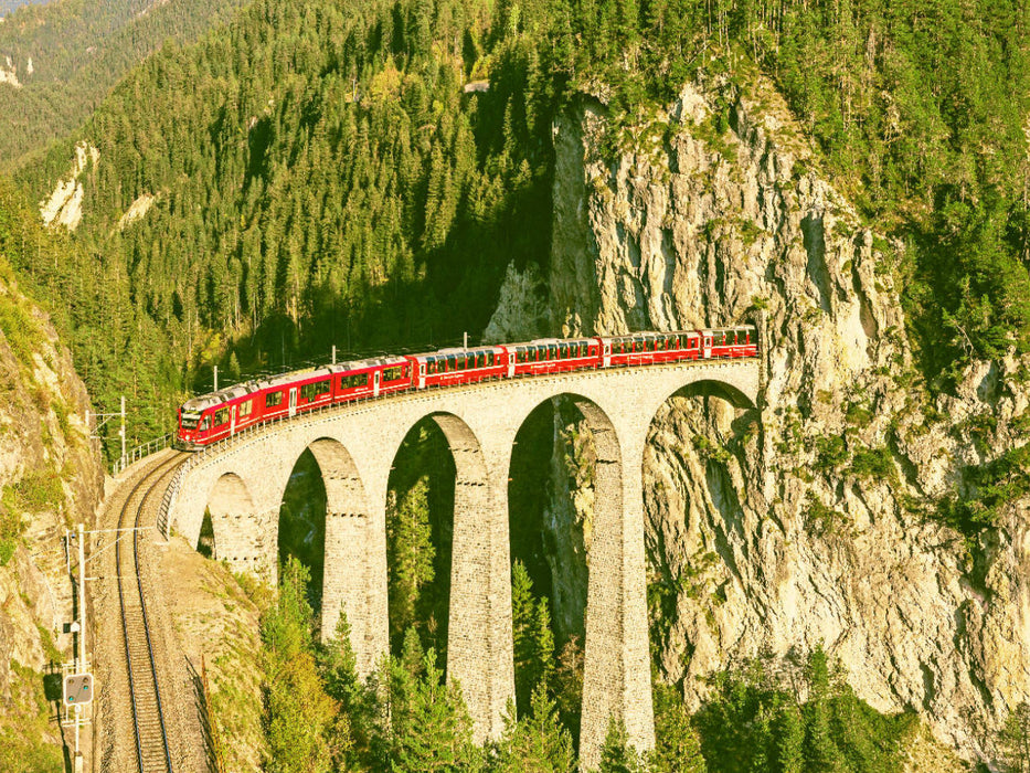 Landwasserviadukt bei Filisur, Schweiz. - CALVENDO Foto-Puzzle'