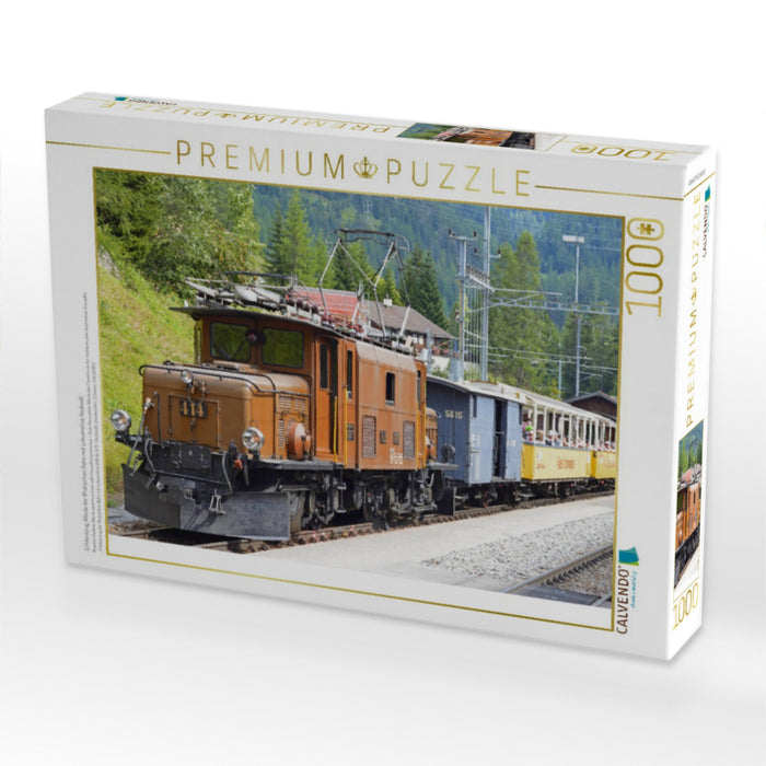 Erlebniszug Albula der Rhätischen Bahn mit Lokomotive Krokodil. - CALVENDO Foto-Puzzle'