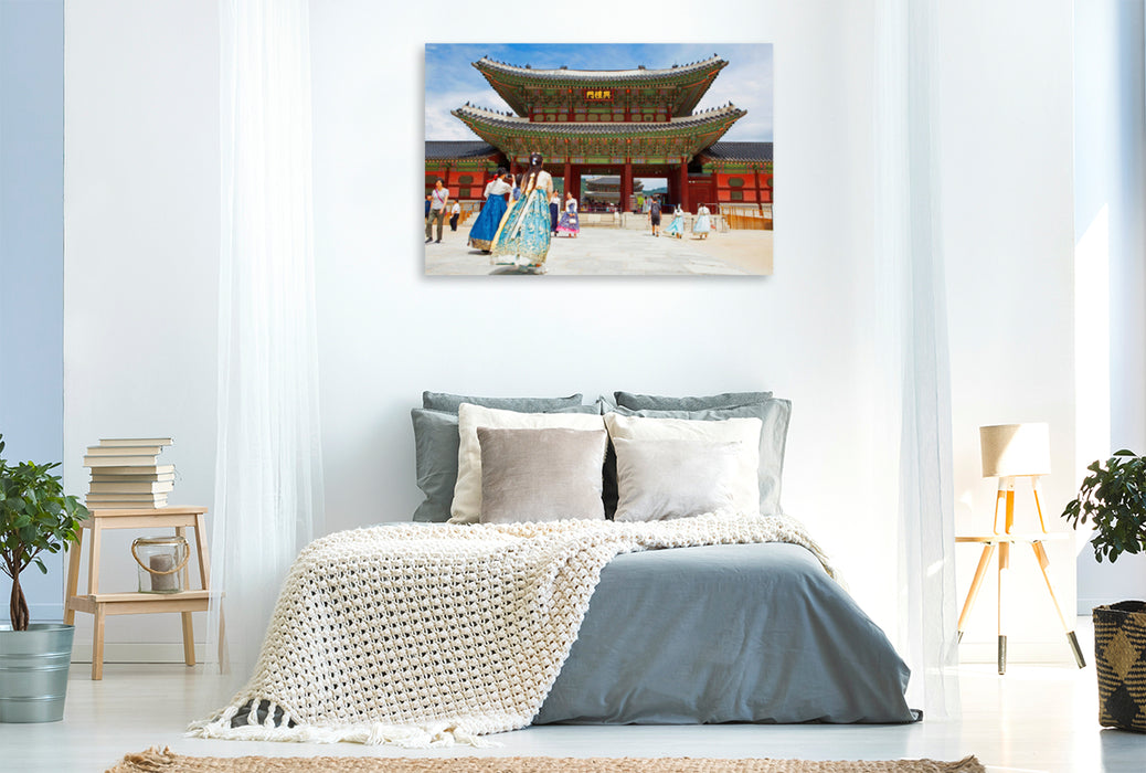 Premium textile canvas Premium textile canvas 120 cm x 80 cm landscape Royal Palace in Seoul, South Korea. 