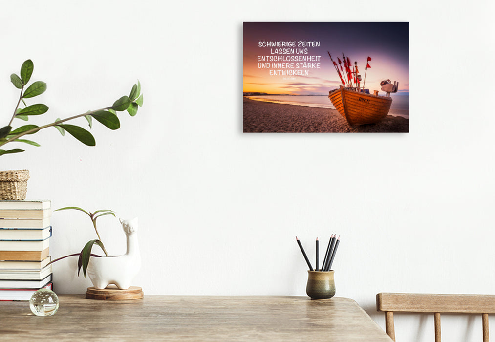 Premium textile canvas Premium textile canvas 120 cm x 80 cm landscape A motif from the calendar Motivation and Sea 