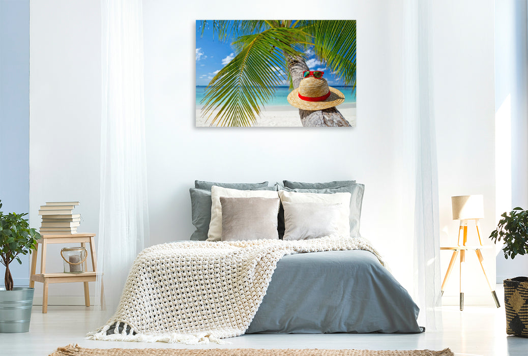 Premium textile canvas Premium textile canvas 120 cm x 80 cm landscape Beach feeling, longed for and dream vacation in the Maldives. 