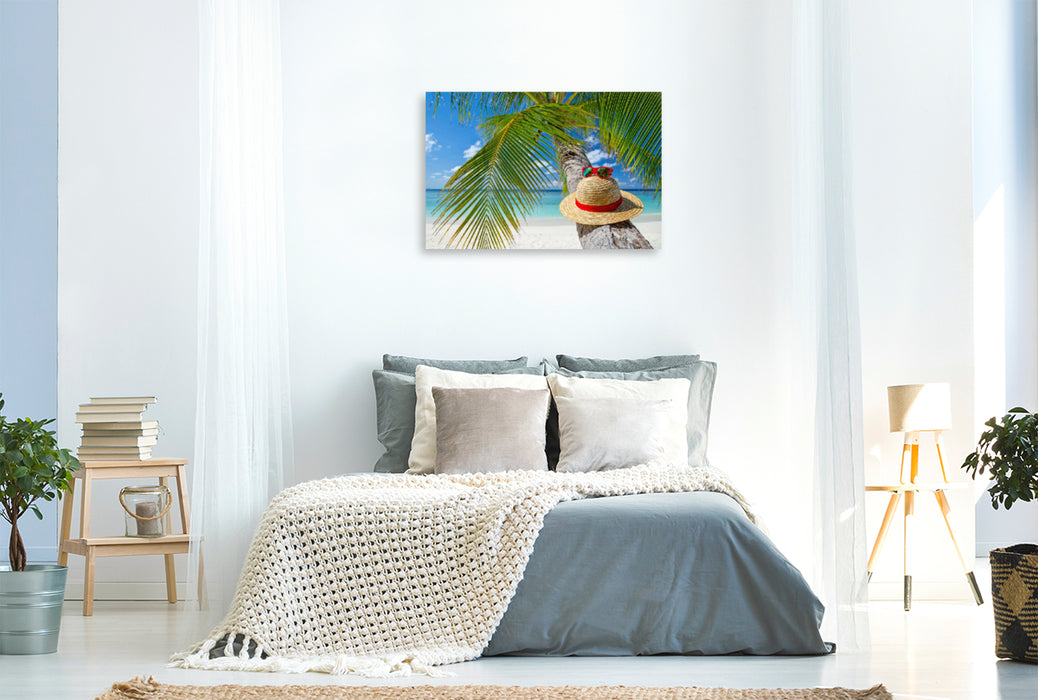 Premium textile canvas Premium textile canvas 120 cm x 80 cm landscape Beach feeling, longed for and dream vacation in the Maldives. 