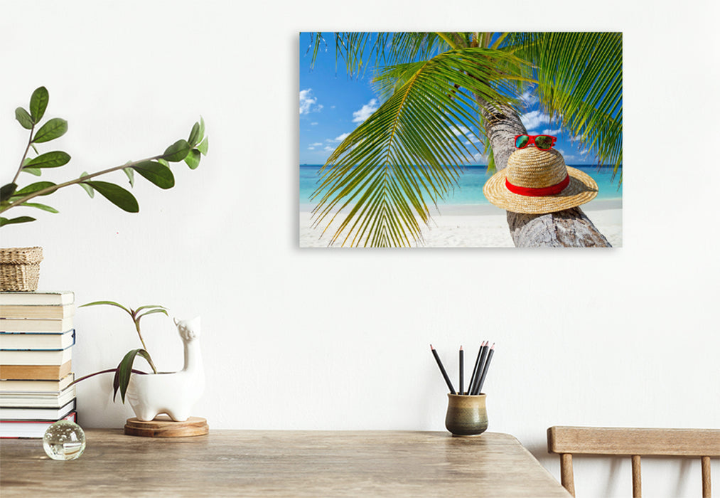 Premium textile canvas Premium textile canvas 120 cm x 80 cm landscape Beach feeling, longed for and dream vacation in the Maldives. 