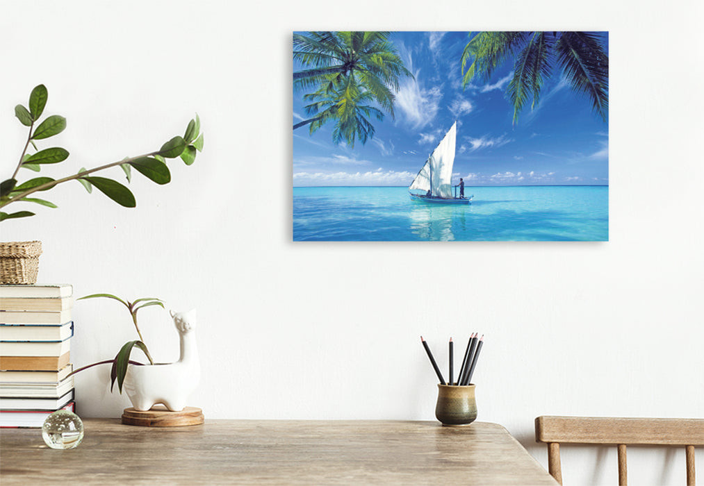 Premium textile canvas Premium textile canvas 120 cm x 80 cm across Traditional sailing boat, called Dhoni. 