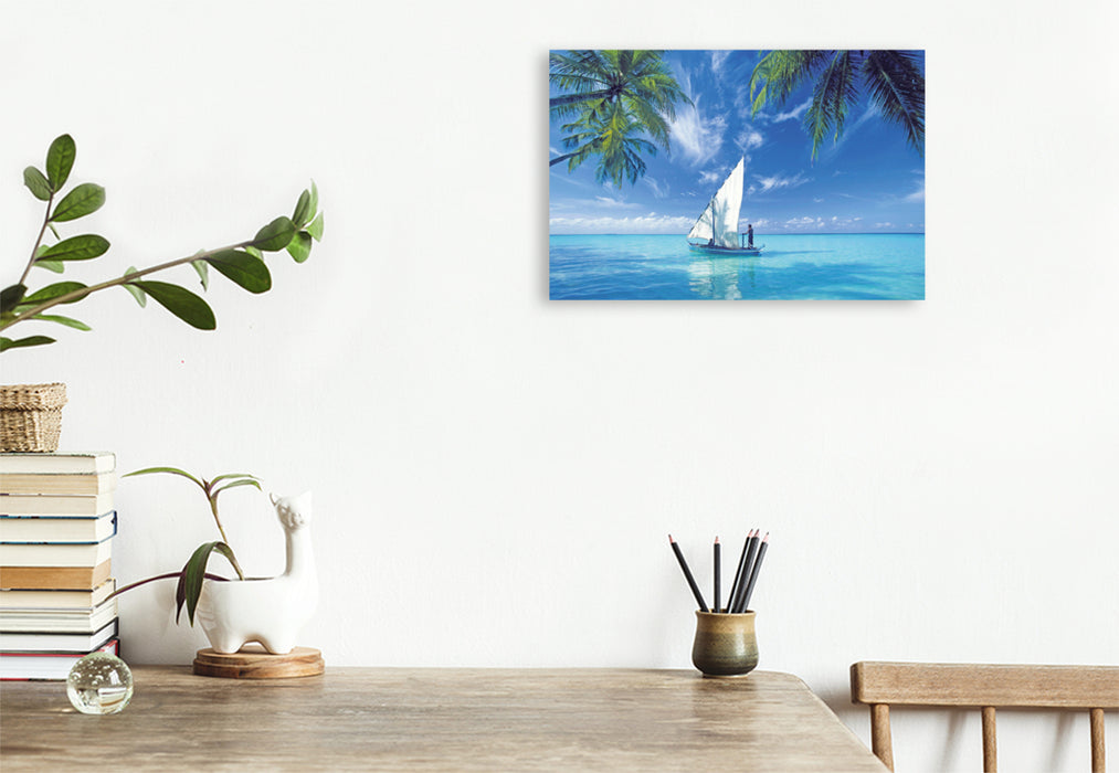 Premium textile canvas Premium textile canvas 120 cm x 80 cm across Traditional sailing boat, called Dhoni. 