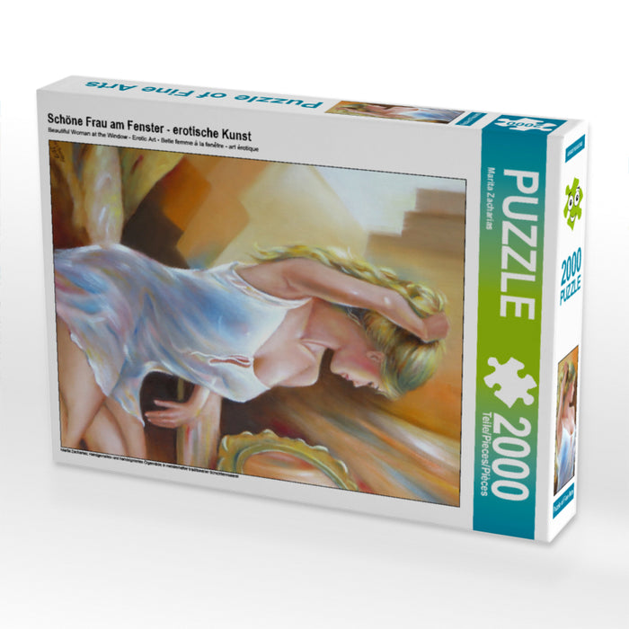 Schöne Frau am Fenster - erotische Kunst 2000 Teile Puzzle hoch - CALVENDO Foto-Puzzle'