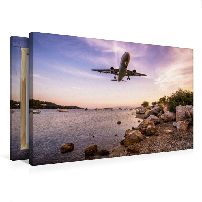 Premium Textil-Leinwand Condor Airbus 320 Skiathos