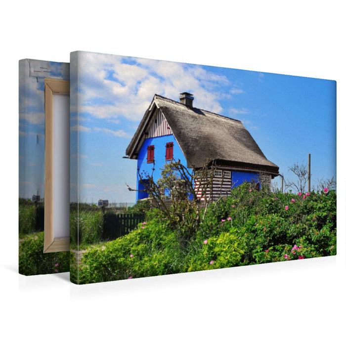 Premium Textil-Leinwand Das blaue Haus am Graswarder
