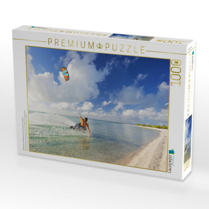Athletischer Kiteboarder in einer tropischen Lagune. - CALVENDO Foto-Puzzle'