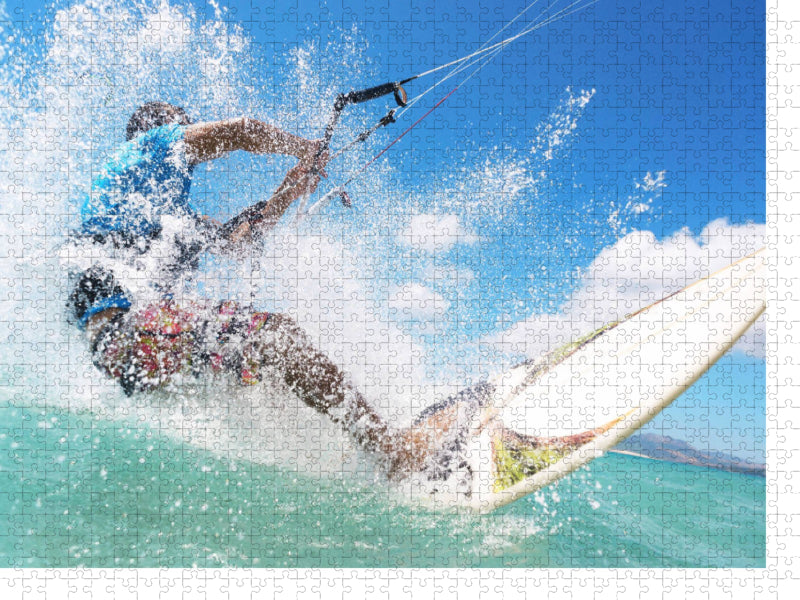 Kitesurfer in der schäumenden Gischt. - CALVENDO Foto-Puzzle'