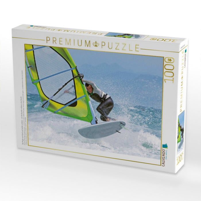 Die Magie von Wind und Wellen erleben - ein Windsurfer mitten in der Gischt. - CALVENDO Foto-Puzzle'
