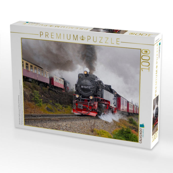 Brockenbahn Zugkreuzung am Haltepunkt Goetheweg - CALVENDO Foto-Puzzle'