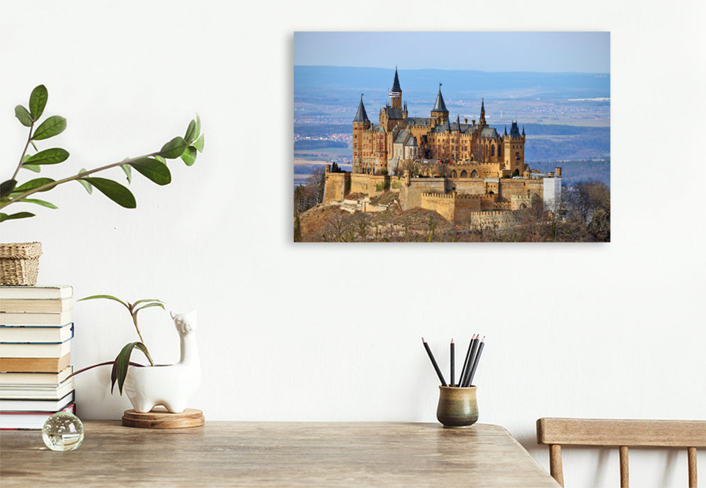 Premium textile canvas Premium textile canvas 120 cm x 80 cm landscape Hohenzoller Castle from the Zellerhorn 