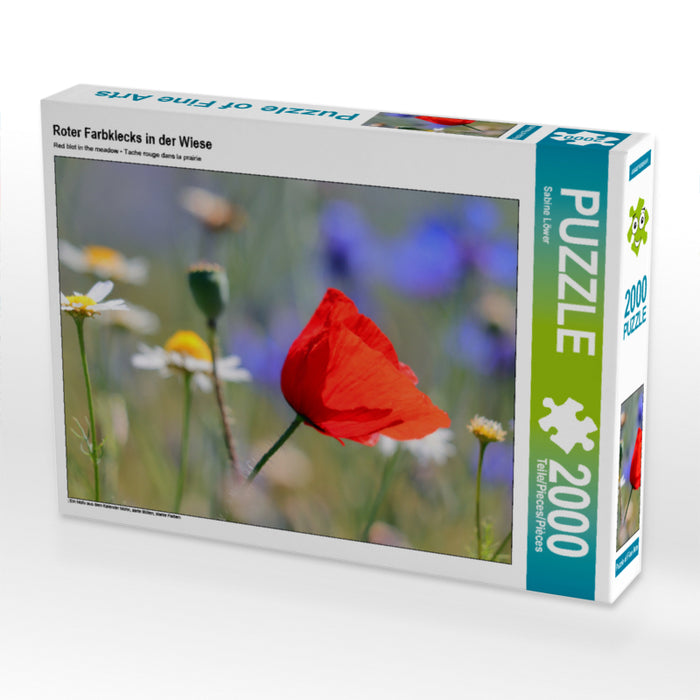 Roter Farbklecks in der Wiese 2000 Teile Puzzle quer - CALVENDO Foto-Puzzle'