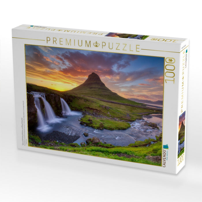 Wasserfall Kirkjufellsfoss und Berg Kirkjufell - CALVENDO Foto-Puzzle'