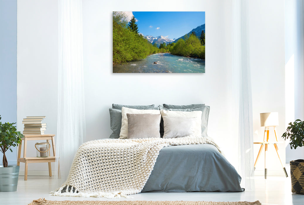 Premium textile canvas Premium textile canvas 120 cm x 80 cm landscape An der Stillach 