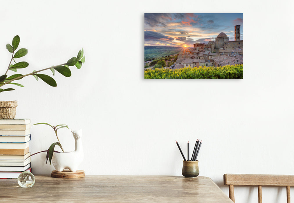 Premium textile canvas Premium textile canvas 120 cm x 80 cm landscape Volterra in Tuscany 