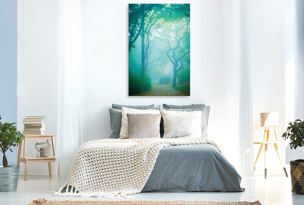 Premium textile canvas Premium textile canvas 80 cm x 120 cm high trees in the fog 