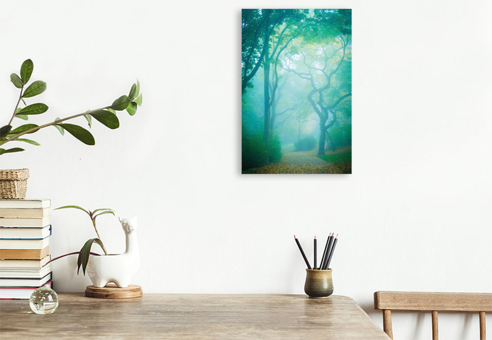 Premium textile canvas Premium textile canvas 80 cm x 120 cm high trees in the fog 