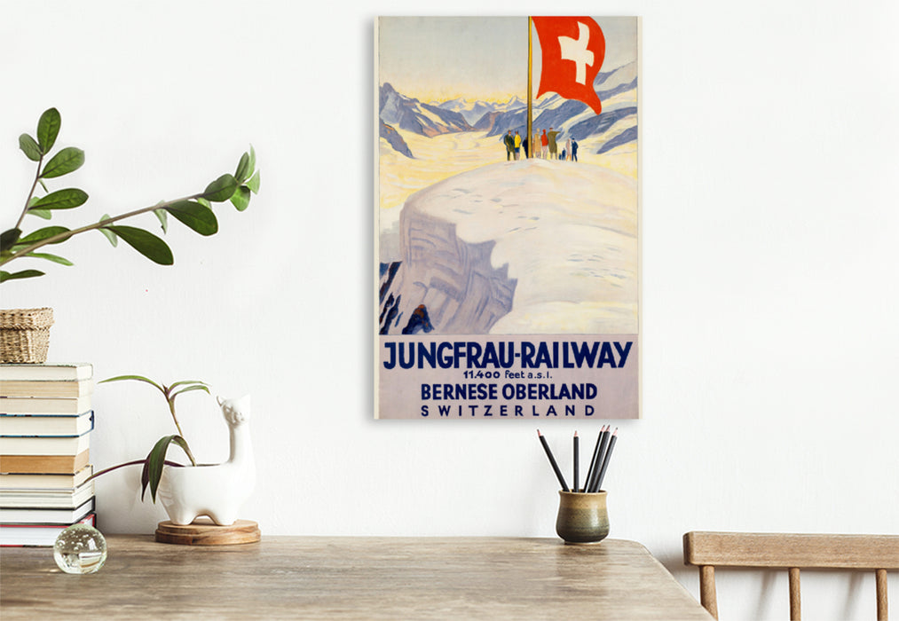 Premium textile canvas Premium textile canvas 80 cm x 120 cm high Jungfrau Railway 