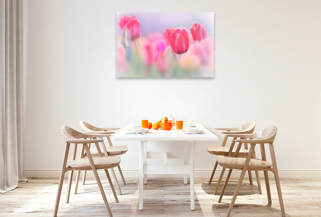 Premium Textil-Leinwand Pastell-Tulpen