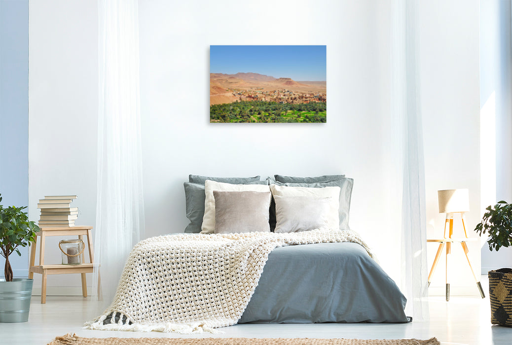 Premium textile canvas Premium textile canvas 120 cm x 80 cm landscape oases city of Tinghir 