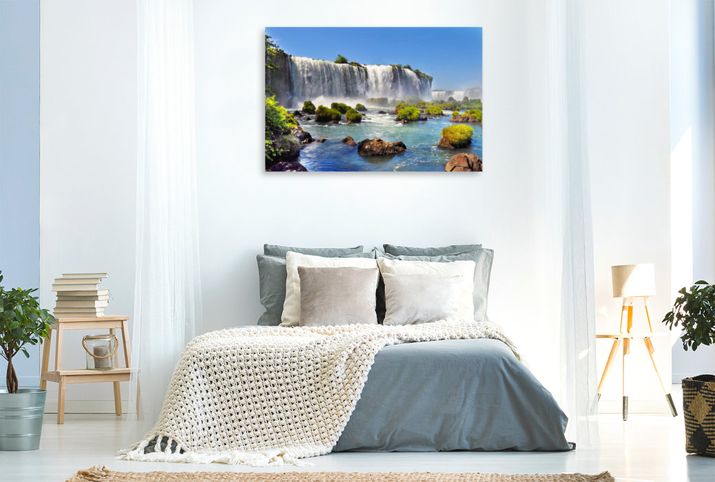 Premium textile canvas Premium textile canvas 120 cm x 80 cm across A motif from the calendar Experience the waterfalls of Iguazu with me 