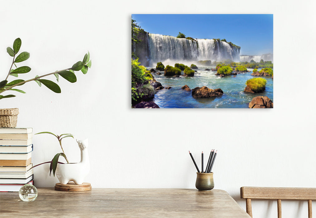 Premium textile canvas Premium textile canvas 120 cm x 80 cm across A motif from the calendar Experience the waterfalls of Iguazu with me 