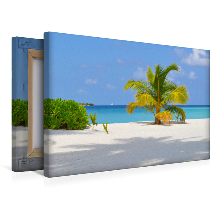 Premium textile canvas Premium textile canvas 120 cm x 80 cm landscape palm trees in the sand 