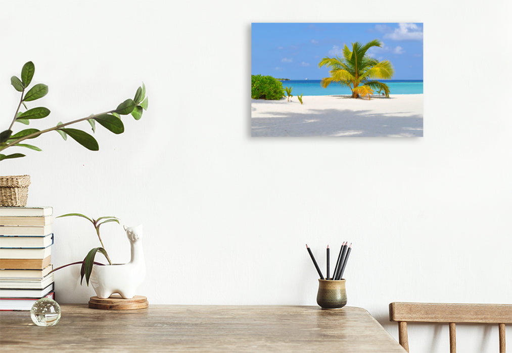 Premium textile canvas Premium textile canvas 120 cm x 80 cm landscape palm trees in the sand 