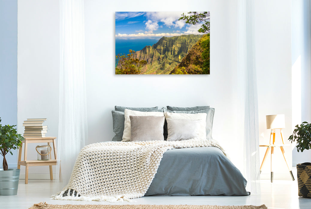 Premium textile canvas Premium textile canvas 120 cm x 80 cm across Waimea Canyon in the north on Kaua'i, also known as the "Grand Canyon of the Pacific". 