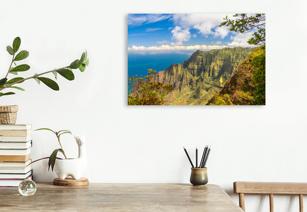 Premium textile canvas Premium textile canvas 120 cm x 80 cm across Waimea Canyon in the north on Kaua'i, also known as the "Grand Canyon of the Pacific". 