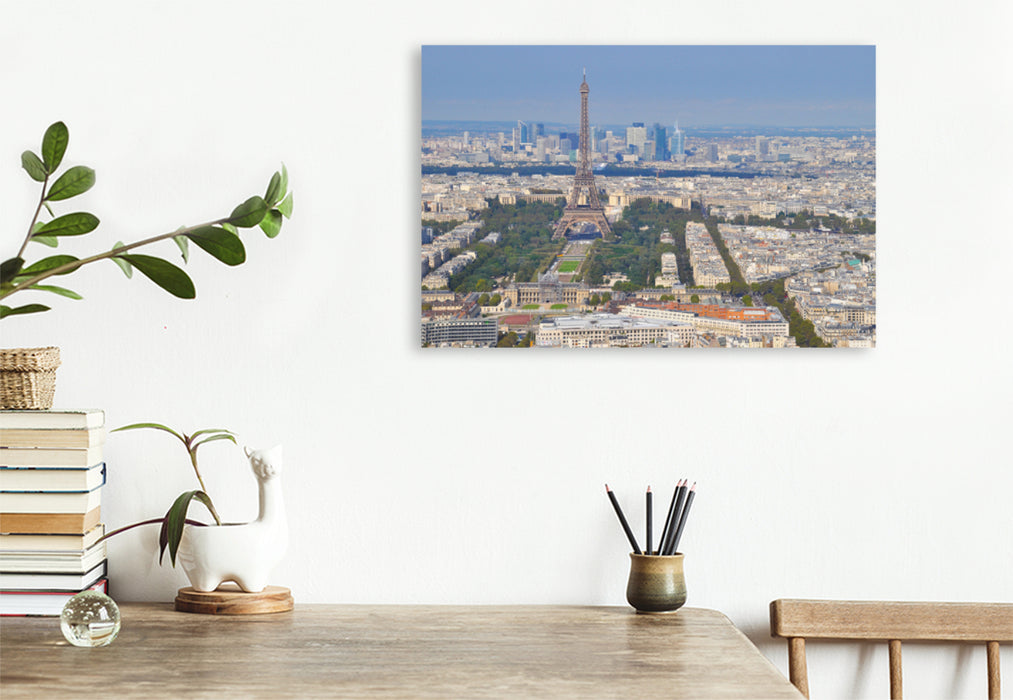 Premium textile canvas Premium textile canvas 90 cm x 60 cm landscape Eiffel Tower 